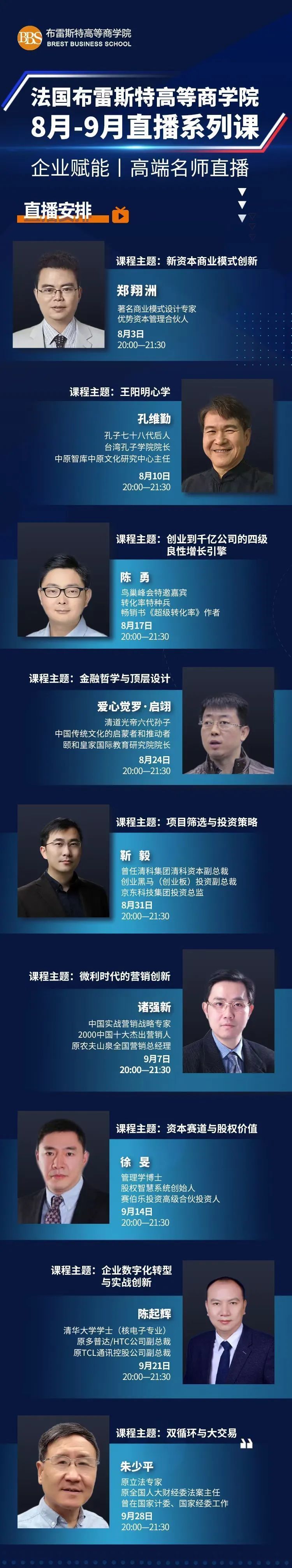 法國布雷斯特高等商學院8月-9月系列直播課預告