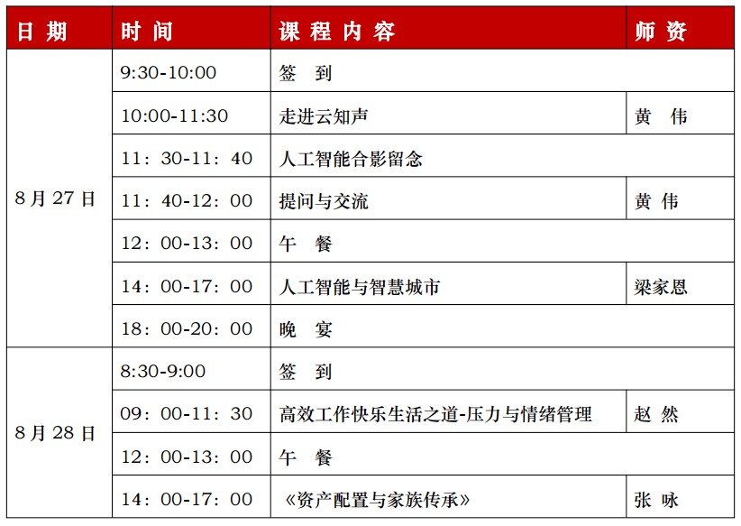新時代發展論壇8月課程安排