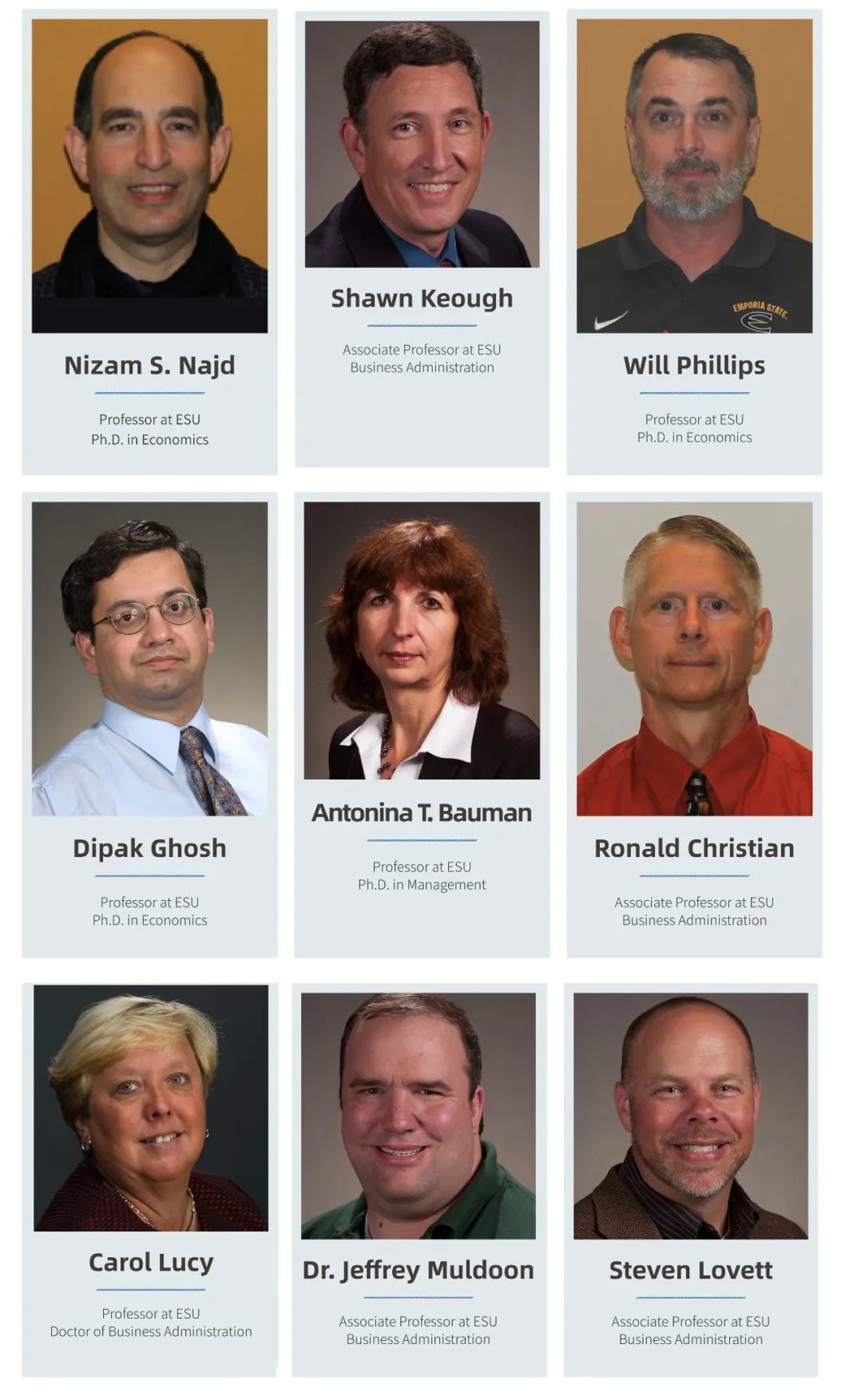 恩波利亞州立大學(xué)全球MBA項目五期班師資隊伍